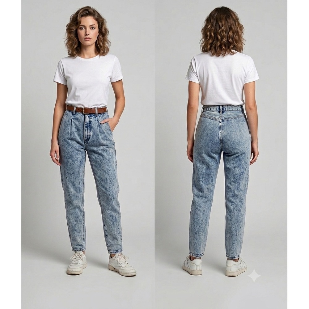 Vintage 80s Chic‎ Acid Wash High Waist Mom Jeans Made in USA Tapered Leg